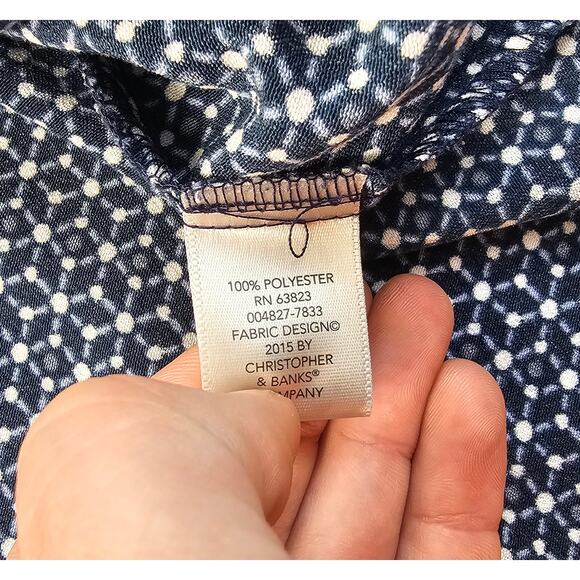 CJ banks geometric 1X plus size top blue black career casual relaxed fit EUC - Picture 3 of 7